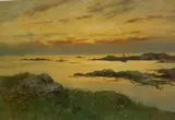Aftenstemning by Frithjof Smith-Hald, Olje på plate, sold Nov 2000
