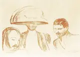 Edvard Munch, To menn og kvinne med stor hatt