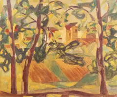 Bjarne Engebret, Trær - Sagene, 1948, Olje på lerret