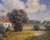 Thorolf Holmboe, Kystlandskap med blomstrende syrinbusk