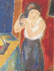 Johannes Rian, Kvinne med speil, 1948, Olje på lerret