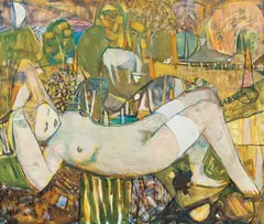 Kai Fjell, Liggende kvinneakt, 1956, Olje på lerret