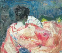 Bernhard Folkestad, Kvinne med vifte, 1917, Olje på lerret