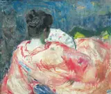 Bernhard Folkestad, Kvinne med vifte, 1917, Olje på lerret