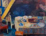 Willi Midelfart, Atelier, Olje på lerret