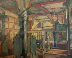 Ruth Krefting, Gammel norsk kirke. Uvdal stavkirke, 1942, Olje på lerret