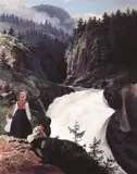 Johannes Flintoe, Rukkedals-Elven Næs i Hallingdal, 1819, Gouache, lysmål
