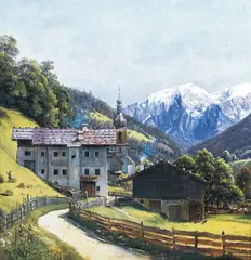 Thomas Fearnley, Fra Ramsau, 1830, Olje på papir, oppklebet på lerret