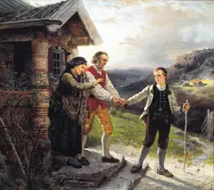 Adolph Tidemand, Den yngste sønns avskjed, 1867, Olje på lerret