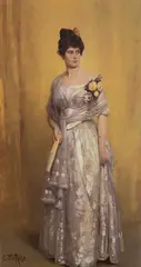 Christian Meyer Ross, Dame i silkekjole, Olje på plate