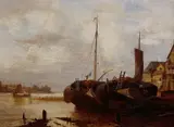 Erik Bodom, Havneparti, 1869, Olje på lerret