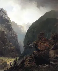 Hans Gude, Fjellandskap, 1848, Olje på lerret