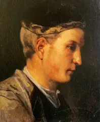 Johanne Mathilde Dietrichson, Guttehode, studie, Olje på lerret
