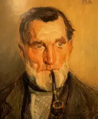 Michael Ancher, Skagensfisker med sin pipe, Olje på lerret