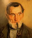 Michael Ancher, Skagensfisker med sin pipe, Olje på lerret
