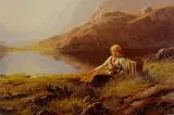 Hans Dahl, Strikkende jente ved fjellvann
