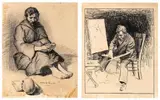 Roberto Pizano Restrepo, Sorolla pintando, ca. 1923, Tinta y grafito sobre papel