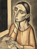 Luis Alberto Acuña Tapias, Carta del hijo, 1939, Carboncillo y sanguina sobre papel
