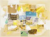 Antonio Grass, Cartas intercambiadas con Roberto Cartagena, [década de 1970], Collage de sobres y acrílico sobre papel