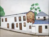 Sofía Urrutia, Paisaje urbano, Óleo sobre cartón