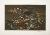 Fernando Oramas, Sin título, de la carpeta Graficario de la Lucha Popular en Colombia, 1977, Litografía y serigrafía sobre papel. Ejemplar 29 de 100