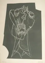 Sin título by Oswaldo Guayasamín, Xilografía sobre papel. Ejemplar VIII de XXV, sold Feb 2024