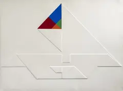 Omar Rayo, Flying Machine, ca. 1970, Serigrafía e intaglio sobre papel. Ejemplar Prueba de Artista