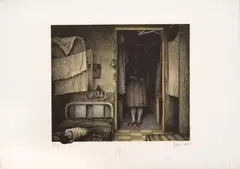 Sin título, de la carpeta Graficario de la Lucha Popular en Colombia by Oscar Muñoz, 1977, Litografía y serigrafía sobre papel. Ejemplar 29 de 100, sold Feb 2024