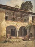 Oscar Rodríguez Naranjo, Patio en Zipaquirá, 1935, Óleo sobre lienzo.