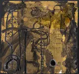 Luis Luna, Estoraque, Tinta sobre metal y estoraque.