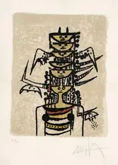 Wifredo Lam, Sin título Composition for Redfern Galleries, [1979], Litografía sobre papel. Ejemplar 87 de 100
