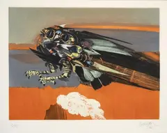 Alejandro Obregón, [El búho], 1976, Serigrafía y aguafuerte sobre papel. Ejemplar 2 de 75