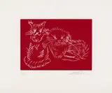 Ai Weiwei & Ai Lao, Cats (Red), 2022, screenprint on Saunders Waterford 300 gsm