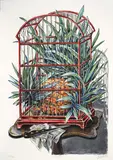 Enrique Grau, Piña de la carpeta Imagen e imágenes latinoamericanas de la Fundación Nuevo Cine Latinoamericano, 1994, Serigrafía sobre papel, Ejemplar 70 de 130