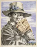 Enrique Grau, Mujer del abanico, 1980, Serigrafía sobre papel, Ejemplar 47 de 100