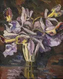 Pedro Nel Gómez, [Orquídeas], Óleo sobre cartón.