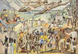 Ignacio Gómez Jaramillo, Boceto para el mural La liberación de los esclavos, [1937], Acuarela y collage sobre papel.