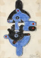 [Boceto para Aparato mágico] by Édgar Negret, 1957, Grafito, lápiz y témpera sobre papel., sold Jun 2023