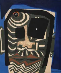 Sin título [Rostro] by Emma Reyes, 1955, Mixta sobre madera., sold Jun 2023