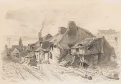 Henry Bright, A Wine Shop Near Calais, pencil