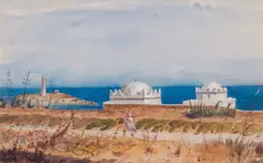 Coastal Landscape, Algeria by Charles-francois Ameller, watercolour, sold May 2021
