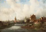 Charles Leickert, Dutch River Landscape, 1970, oil on panel unframed 27 cm by