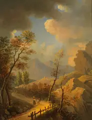 Giuseppe Gozzini, Road Through A Rocky Landscape, oil on canvas 30 cm by 23 cm