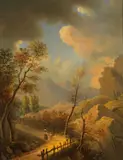 Giuseppe Gozzini, Road Through A Rocky Landscape, oil on canvas 30 cm by 23 cm