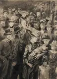 Paul-charles Renouard, A London Crowd, pencil and pen and ink to be sold to together with a drawing of a ballet dancer in the