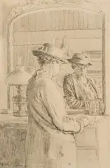 Malcolm Drummond, The Woman In The Mirror, pencil 25cm by 17cm
