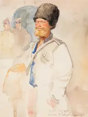 Leonard Winterowski, Cossack, watercolour