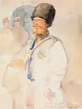 Leonard Winterowski, Cossack, watercolour