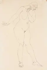 Henri Gaudier-Brzeska, Standing Nude, pen and black ink 37 cm by 25 cm