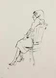 George Grosz, Seated Woman, etching